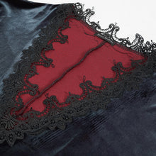 Load image into Gallery viewer, SKT141 daily life Black and red deep V neck sexy girls velvet loose lace belted dress
