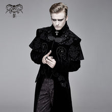 Load image into Gallery viewer, CT13401 Hand-embroidered cape collar black velveteen gothic coat for men
