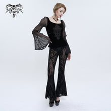 Load image into Gallery viewer, PT192 Gothic flocked pattern basic style flared trousers

