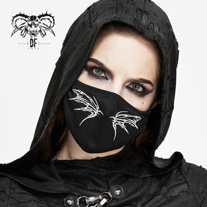 MK02302 black and white punk 3D wing printed mask for women and men