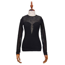 Load image into Gallery viewer, TT002 elastic Spider web round collar knitted sexy transparent back women thin T-shirt
