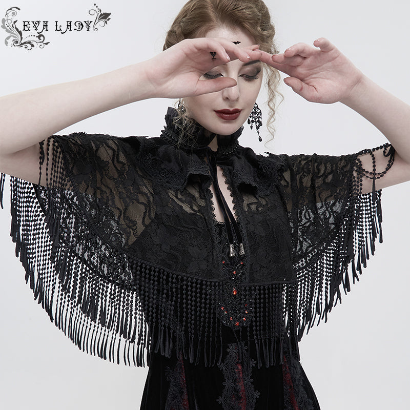 ECA010 fringed lace shawl