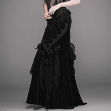 Load image into Gallery viewer, ESKT003 party rose embossed gothic velvet gown long half fishtail skirt
