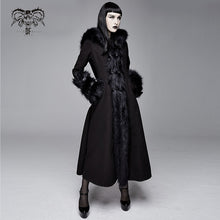 Load image into Gallery viewer, CT12601 winter sexy women black Gothic double-faced woolen hooded long coat with fur
