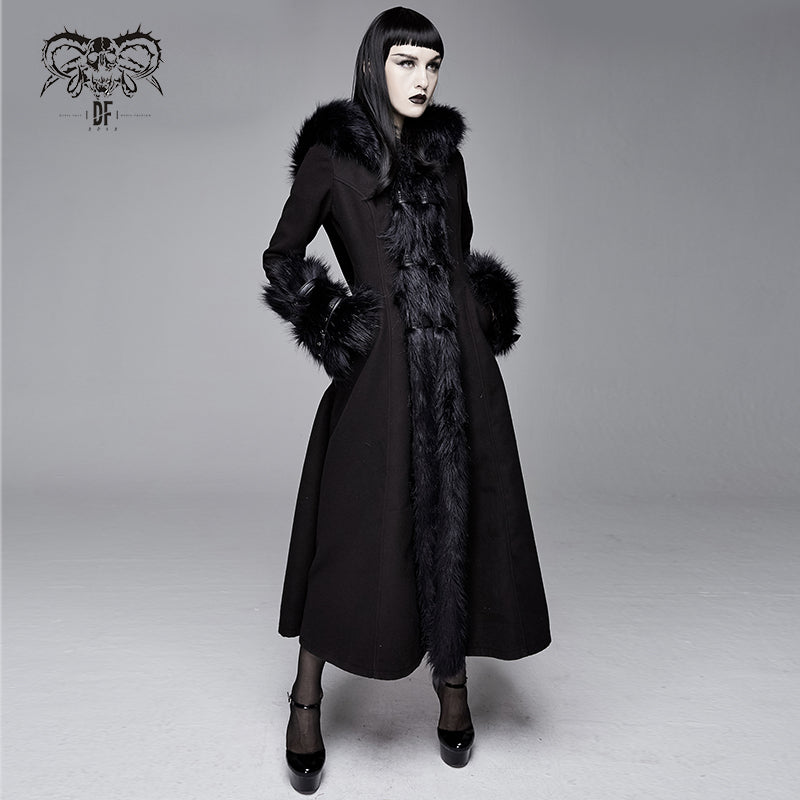 CT12601 winter sexy women black Gothic double-faced woolen