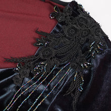 Load image into Gallery viewer, ESKT034 evening party black and wine velvet V neck elegant women Gothic long night dress
