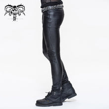 Load image into Gallery viewer, PT045 Autumn and winter men daily life style vertical stripes elastic punk leather trousers
