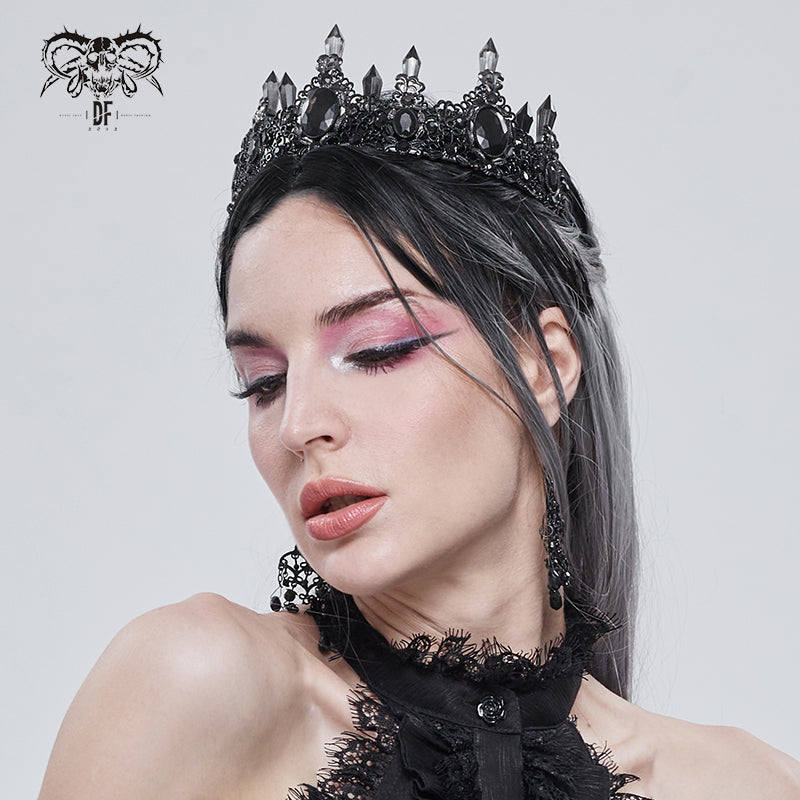 Crystal Stone Crown with Veil