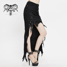 Load image into Gallery viewer, SKT115 short front long back worn nipped waist punk twill package hip half fishtail skirt
