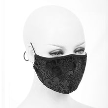 Load image into Gallery viewer, MK028 Gothic floral patterned unisex velvet embossed black masks
