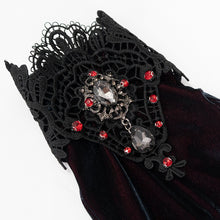 Load image into Gallery viewer, GE018 Red diamond Gothic two-tone velvet gloves
