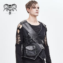 Load image into Gallery viewer, WT050 band Asymmetric punk rock men black waistcoats with pockets
