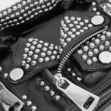 Load image into Gallery viewer, AS116 Heavy Metal Leather Jacket Shaped black rivets women Bag
