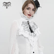 Load image into Gallery viewer, AS121 Black Thread Embroidered White Gothic Bow Tie
