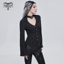 Load image into Gallery viewer, SHT078 sexy women gothic flared sleeves V-neck lace blouse with pendant
