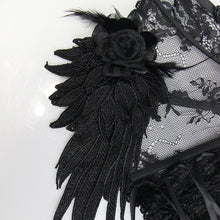 Load image into Gallery viewer, ECA003 Gothic accessory feather adjustable ribbons lace sexy women collar with rose flower
