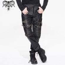 Load image into Gallery viewer, PT03702 punk rock biker bronze winter men leather trousers with zipper and loops
