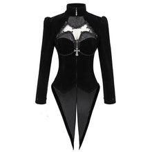 Load image into Gallery viewer, CT161 Devil Fashion new arrival bat shape cutout chest stand collar Gothic appliqued women short velvet jacket with dovetail
