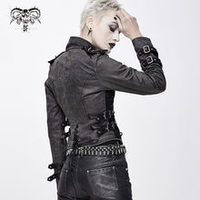 Load image into Gallery viewer, CT131 five-pointed star spiked zipper up punk mesh women coat with loops
