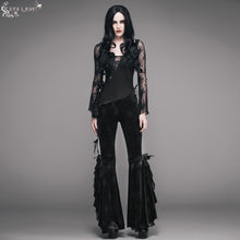 Load image into Gallery viewer, EPT002 sexy women dark patterned stretchy embossed velvet flared pants
