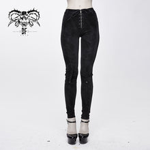 Load image into Gallery viewer, PT102 biker daily dark pattern women punk stretchy fitted pants with bags
