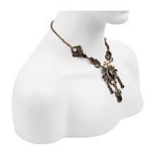 Load image into Gallery viewer, EAS006 Victoria ancient gold vintage distressed alloy necklace with jewel and pearls
