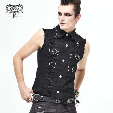 Devil Fashion Men Black Gothic Punk Rock Street Vest Drawstring Decoration  Top