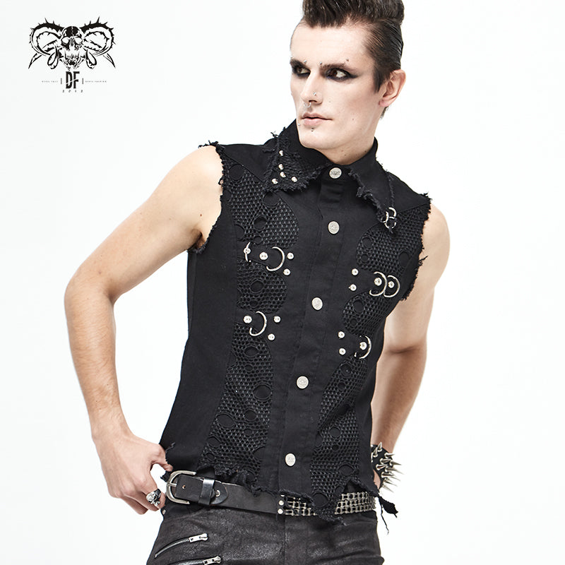 WT061 Distressed heavy metal men vest