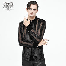 Load image into Gallery viewer, SHT063 Gothic Irregular Stripe Velvet Burnt Out Pleated Basic Style Shirts
