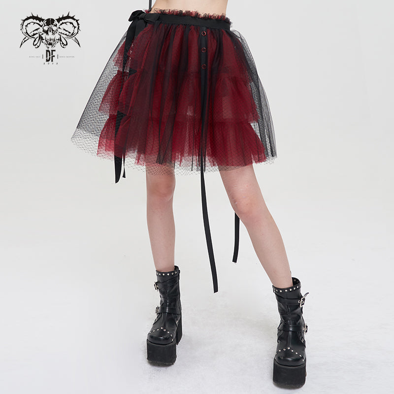 SKT147 Punk Rock Black and Red One Piece Women's Skirt