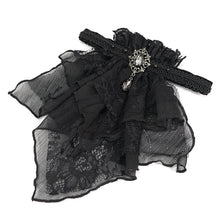 Load image into Gallery viewer, AS08001 black Gothic chiffon lace bow tie
