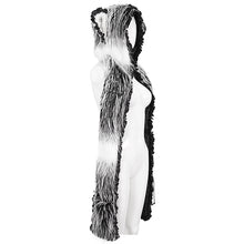 Load image into Gallery viewer, AS141 Black and White Long Hair Cat Ears Punk Hooded Scarf
