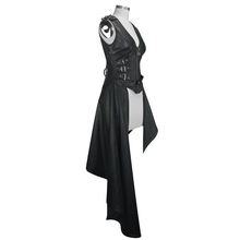Load image into Gallery viewer, SKT089 zipper up asymmetric sleeveless women punk rock mid-length leather dress
