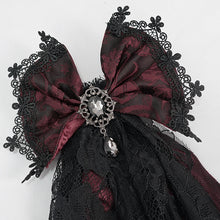 Load image into Gallery viewer, AS07302 black and red Gothic lace bow tie
