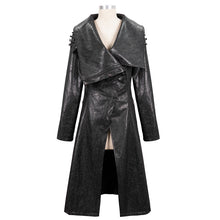 Load image into Gallery viewer, CT17901 punk women winter Black grey puff big collar long leather coat
