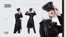 Load image into Gallery viewer, AS041 Military uniform punk spiked black bright leather hat with chains
