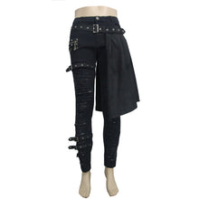 Load image into Gallery viewer, PT032 adjusted loops punk rock broken holes black men ripped trouser with skirt
