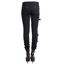 Load image into Gallery viewer, PT009 Devil fashion black broken holes punk women ripped jeans with loops
