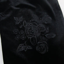 Load image into Gallery viewer, EPT005 transparent rose patterned lace velvet stretchy bell-bottom pants with flowers
