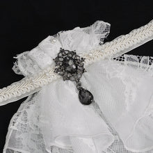 Load image into Gallery viewer, AS08002 white Gothic chiffon lace bow tie
