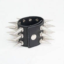 Load image into Gallery viewer, AS079 punk unisex heavy metal wide multi-row spiked leather bracelet
