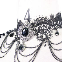 Load image into Gallery viewer, ECA002 Gothic lace short sleeve sexy women shawl with necklace
