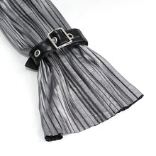 Load image into Gallery viewer, SHT05502 Cyberpunk silver black pleated blouse
