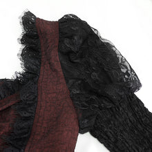 Load image into Gallery viewer, SHT054 red Gothic sexy ladies mesh flared sleeves Lolita chiffon blouse with lace
