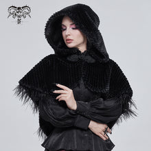 Load image into Gallery viewer, CA02501 Short dark grained plush hooded cloak
