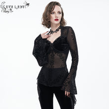 Load image into Gallery viewer, ETT026 Summer V neck flocked floral classic beauty sexy Gothic women top
