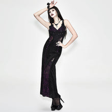 Load image into Gallery viewer, ESKT022 Gothic party nipped waist purple formal gown long rose lace booty package hip dress
