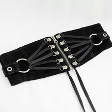 Load image into Gallery viewer, AS064 Punk women metallic zipper up black slim leather belts
