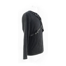 Load image into Gallery viewer, TT116 Spring and Autumn armor patchwork asymmetric punk black men long sleeves t-shirt
