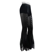 Load image into Gallery viewer, PT098 Sexy women stretchy mesh lace bottom gothic horn leggings
